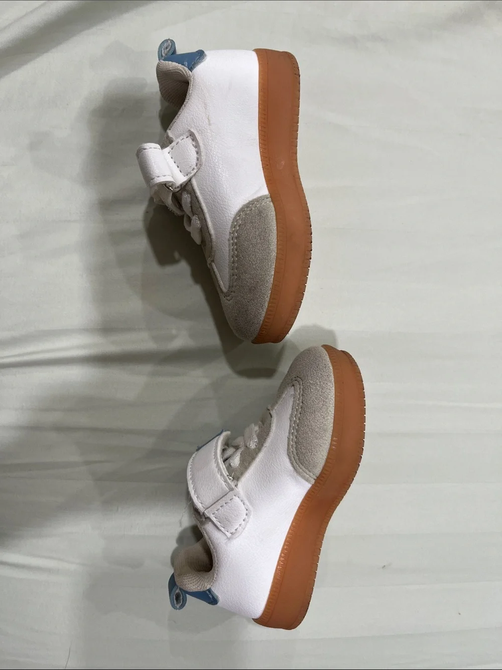 Ina White Sneakers with Blue Star and Gum Sole